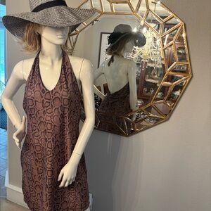 NO BOUNDARIES brown/black animal print halter dress EUC size 15 Juniors XL